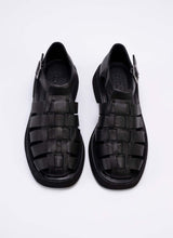 Lade das Bild in den Galerie-Viewer, High-quality black leather sandals for all genders